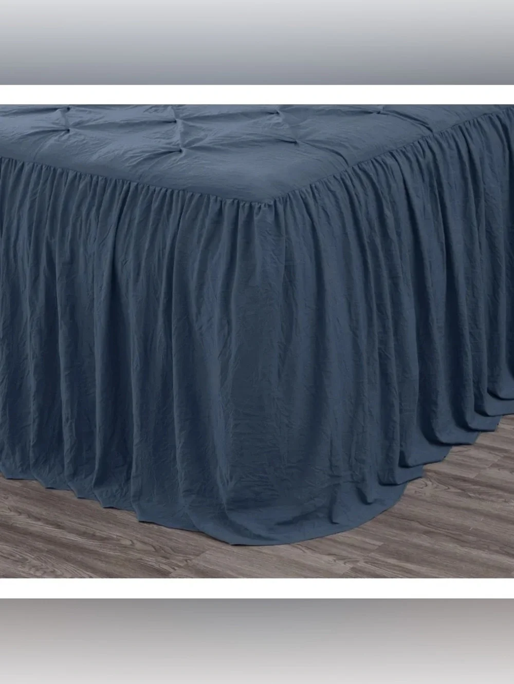 Blue Pinch-Pleat king 3 piece Bedspread Set